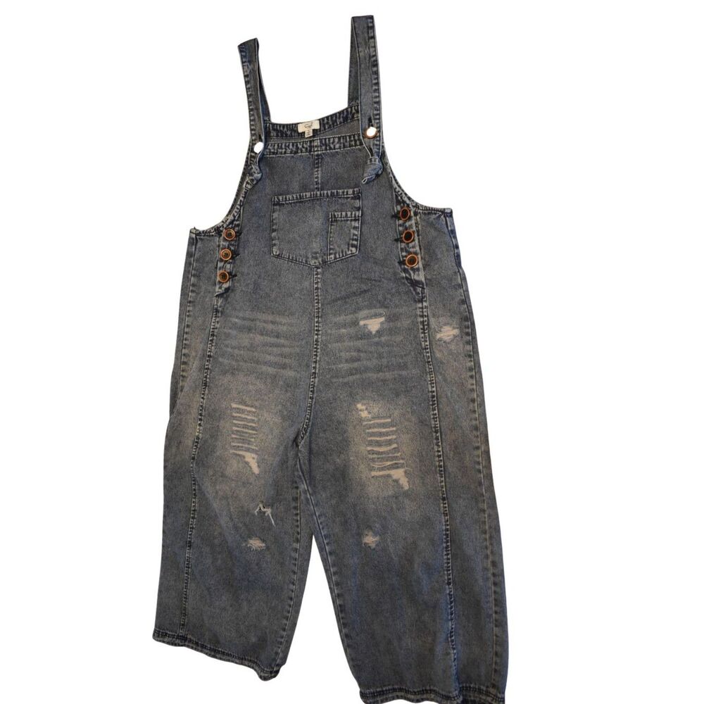 Easel Wide Leg Denim Overalls Slouchy Cute Oversized Womens Small